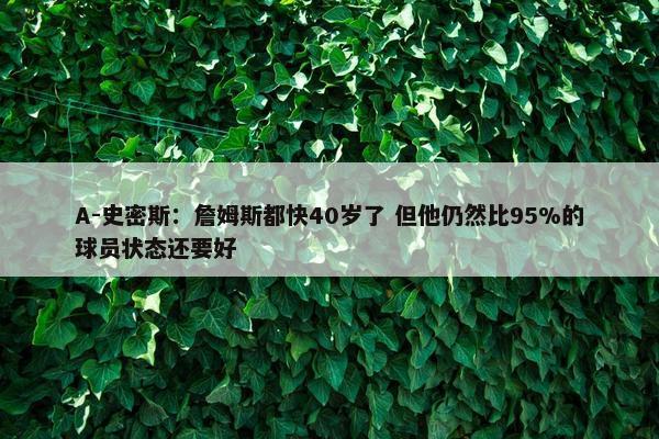 A-史密斯：詹姆斯都快40岁了 但他仍然比95%的球员状态还要好