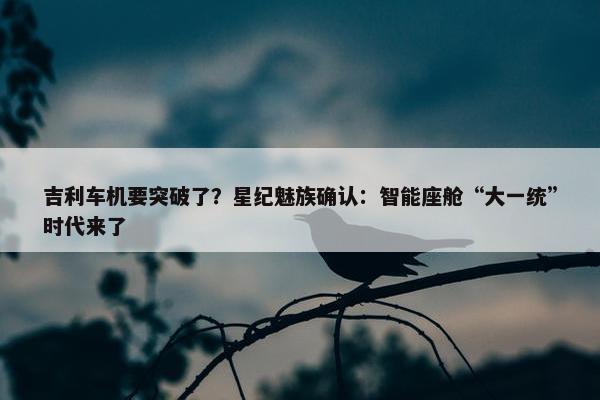 吉利车机要突破了？星纪魅族确认：智能座舱“大一统”时代来了