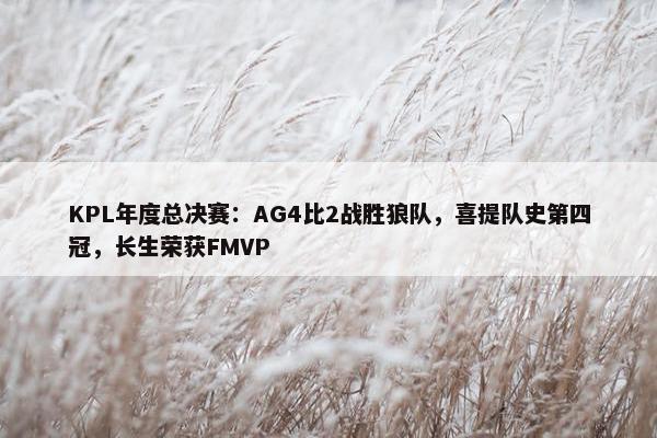 KPL年度总决赛：AG4比2战胜狼队，喜提队史第四冠，长生荣获FMVP