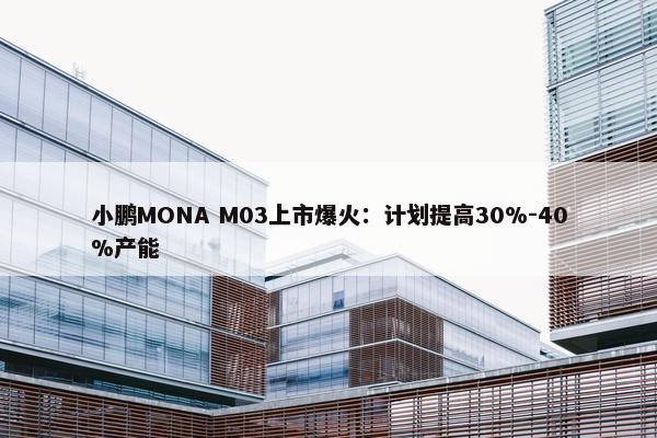 小鹏MONA M03上市爆火：计划提高30%-40%产能