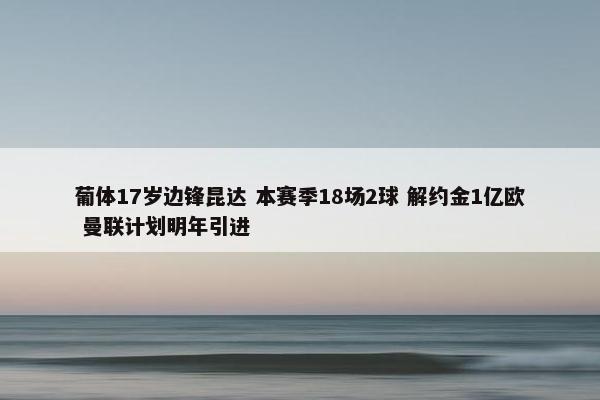 葡体17岁边锋昆达 本赛季18场2球 解约金1亿欧 曼联计划明年引进