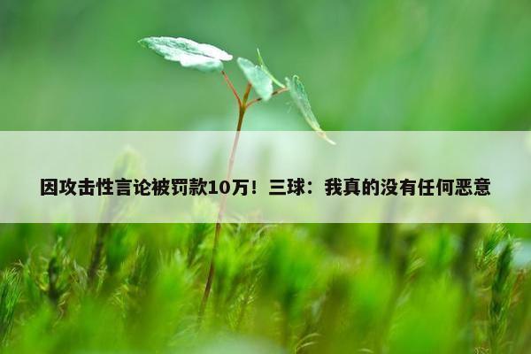 因攻击性言论被罚款10万！三球：我真的没有任何恶意