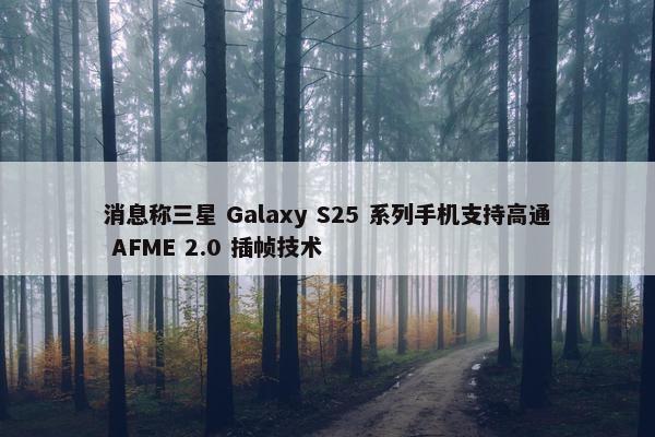 消息称三星 Galaxy S25 系列手机支持高通 AFME 2.0 插帧技术