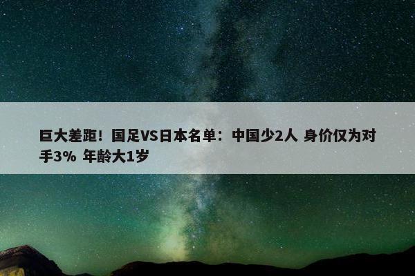 巨大差距！国足VS日本名单：中国少2人 身价仅为对手3% 年龄大1岁