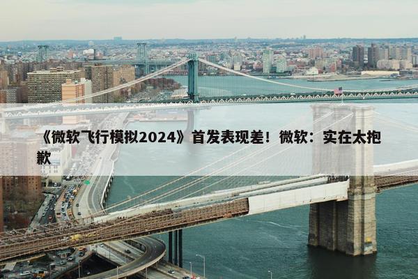 《微软飞行模拟2024》首发表现差！微软：实在太抱歉