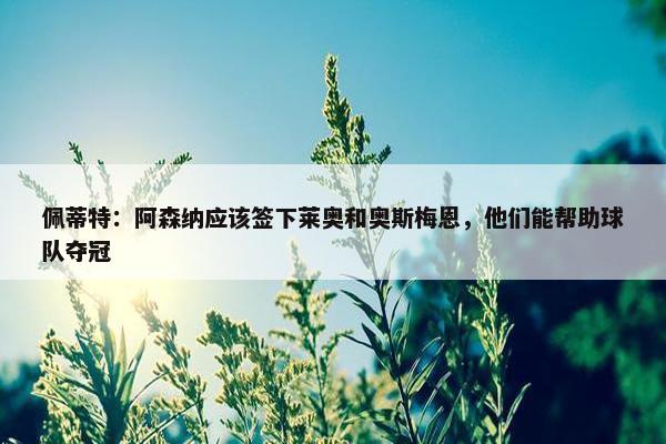 佩蒂特：阿森纳应该签下莱奥和奥斯梅恩，他们能帮助球队夺冠