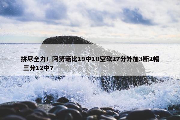 拼尽全力！阿努诺比19中10空砍27分外加3断2帽 三分12中7