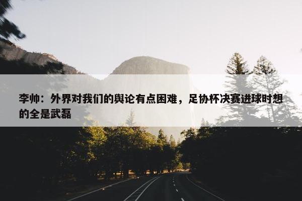 李帅：外界对我们的舆论有点困难，足协杯决赛进球时想的全是武磊