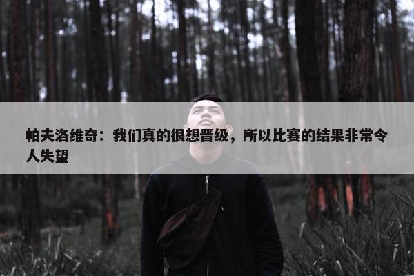 帕夫洛维奇：我们真的很想晋级，所以比赛的结果非常令人失望