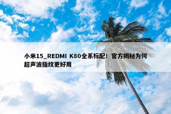 小米15_REDMI K80全系标配！官方揭秘为何超声波指纹更好用