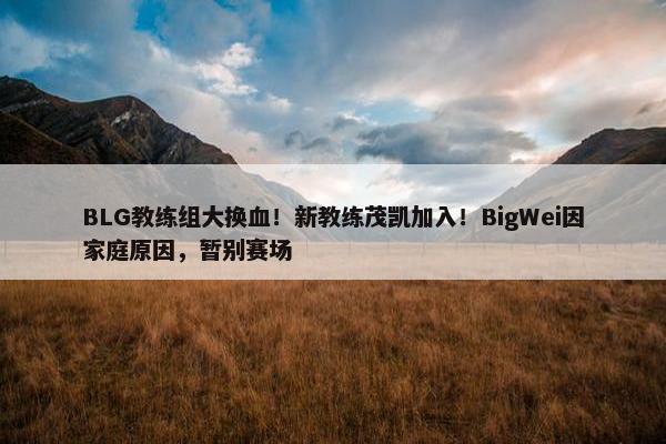 BLG教练组大换血！新教练茂凯加入！BigWei因家庭原因，暂别赛场