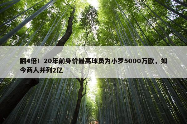 翻4倍！20年前身价最高球员为小罗5000万欧，如今两人并列2亿