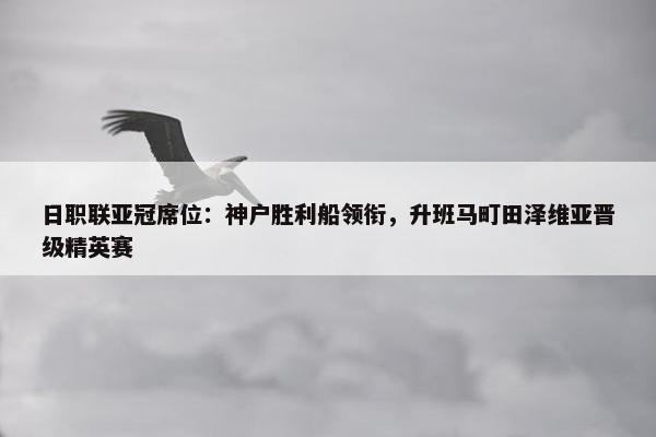 日职联亚冠席位：神户胜利船领衔，升班马町田泽维亚晋级精英赛