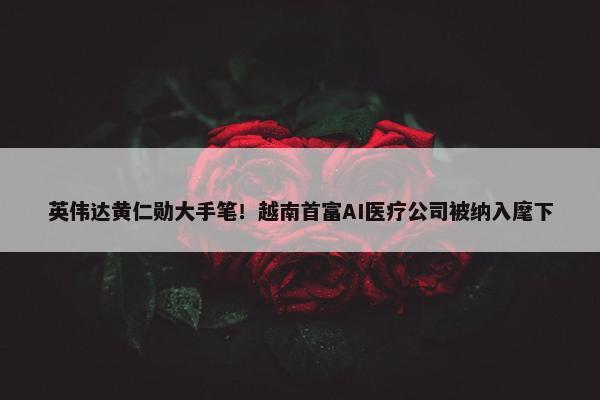 英伟达黄仁勋大手笔！越南首富AI医疗公司被纳入麾下