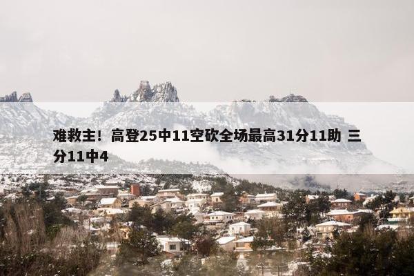 难救主！高登25中11空砍全场最高31分11助 三分11中4