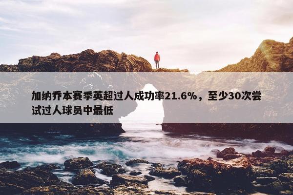 加纳乔本赛季英超过人成功率21.6%，至少30次尝试过人球员中最低