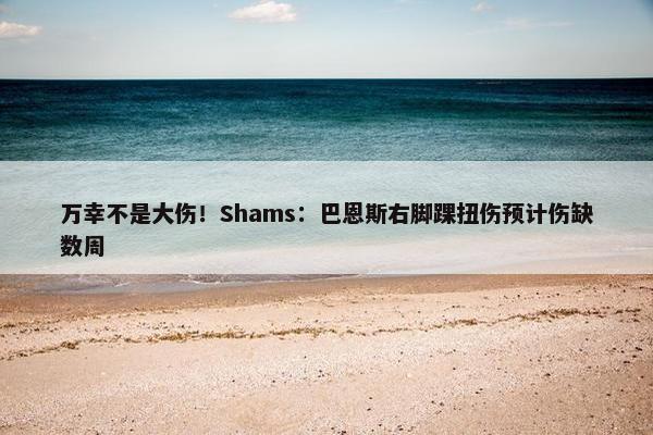 万幸不是大伤！Shams：巴恩斯右脚踝扭伤预计伤缺数周