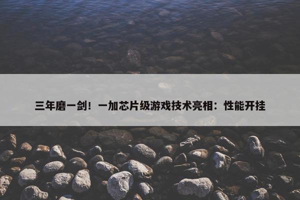 三年磨一剑！一加芯片级游戏技术亮相：性能开挂