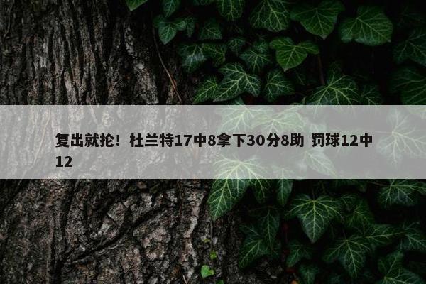 复出就抡！杜兰特17中8拿下30分8助 罚球12中12