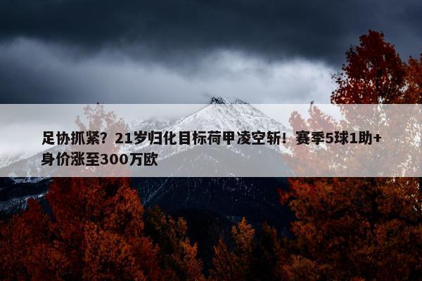 足协抓紧？21岁归化目标荷甲凌空斩！赛季5球1助+身价涨至300万欧