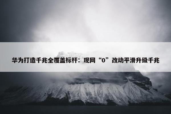 华为打造千兆全覆盖标杆：现网“0”改动平滑升级千兆