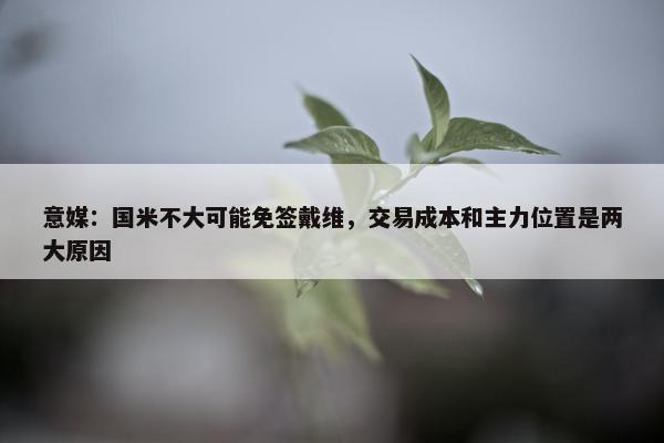 意媒：国米不大可能免签戴维，交易成本和主力位置是两大原因