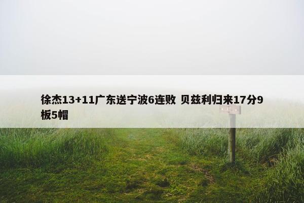 徐杰13+11广东送宁波6连败 贝兹利归来17分9板5帽