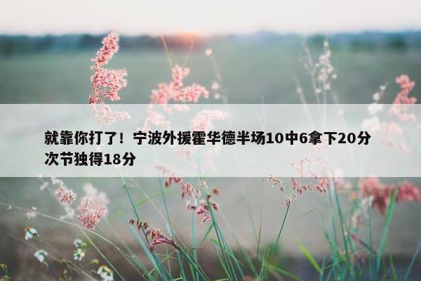 就靠你打了！宁波外援霍华德半场10中6拿下20分 次节独得18分