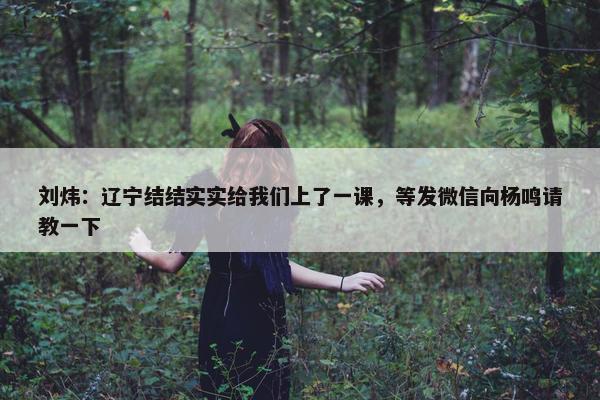 刘炜：辽宁结结实实给我们上了一课，等发微信向杨鸣请教一下