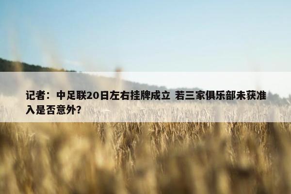 记者：中足联20日左右挂牌成立 若三家俱乐部未获准入是否意外？