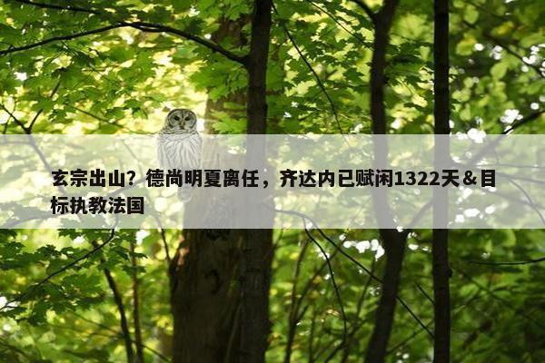 玄宗出山？德尚明夏离任，齐达内已赋闲1322天＆目标执教法国