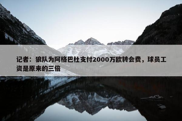 记者：狼队为阿格巴杜支付2000万欧转会费，球员工资是原来的三倍