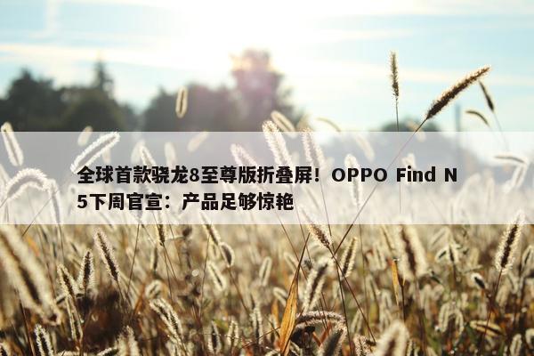 全球首款骁龙8至尊版折叠屏！OPPO Find N5下周官宣：产品足够惊艳