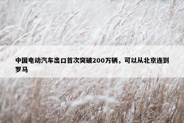 中国电动汽车出口首次突破200万辆，可以从北京连到罗马