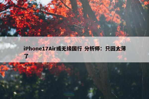 iPhone17Air或无缘国行 分析师：只因太薄了